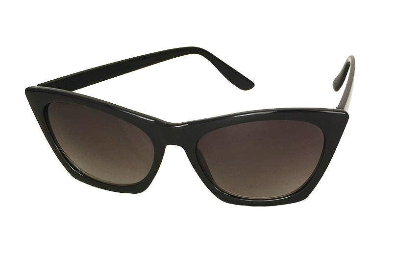 Zwart Cateye (Kattenogen) zonnebril met rand. - sunlooper.nl - billede 2