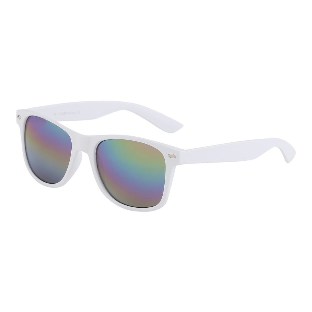 Witte wayfarer met spiegelglas