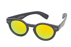 Mat zwarte ronde zonnebril met spiegelglas - Design nr. 1129