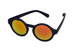 Mat ronde zwarte zonnebril met spiegelglas - Design nr. 1141